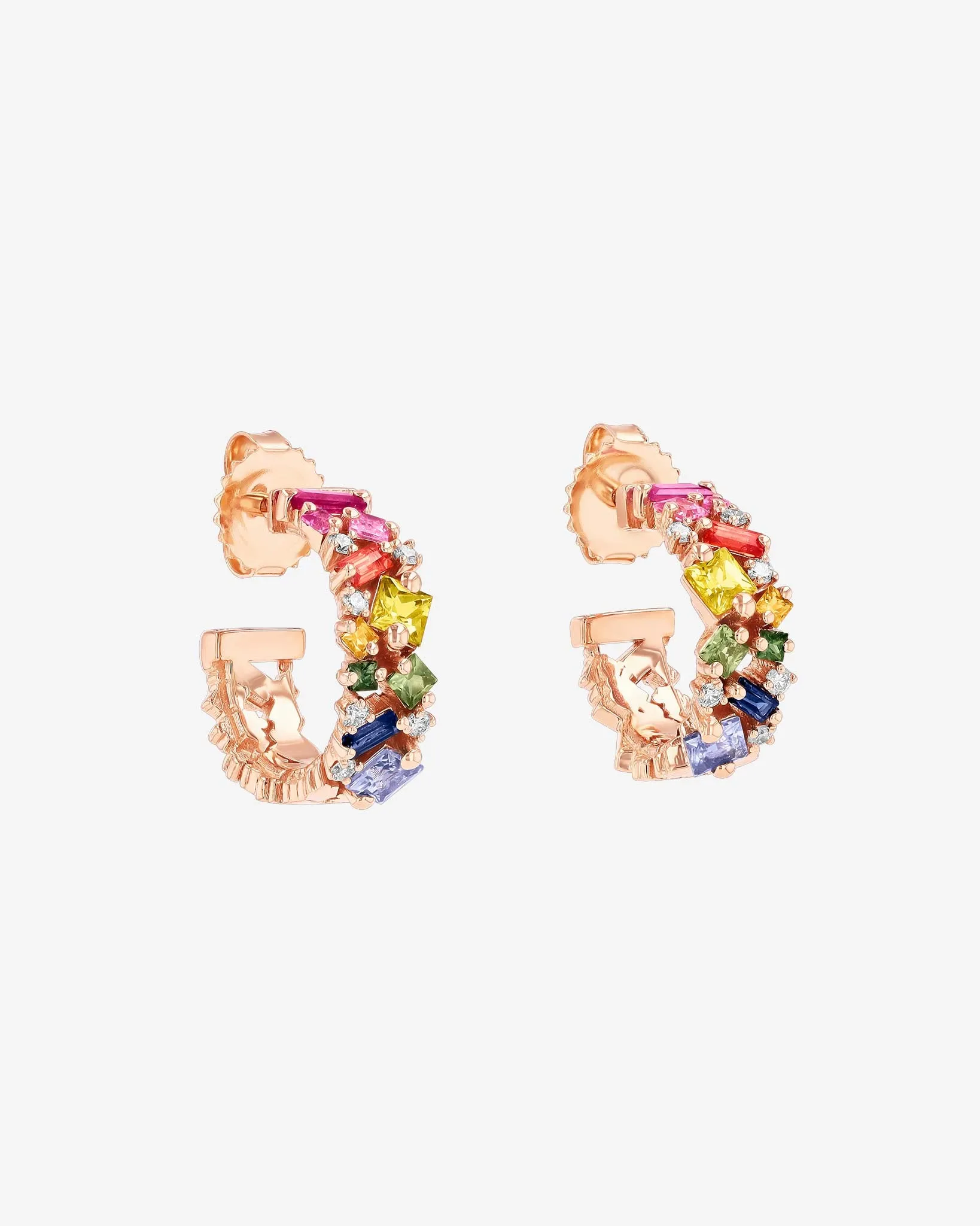 La Fantaisie Rainbow Sapphire Mini Hoops