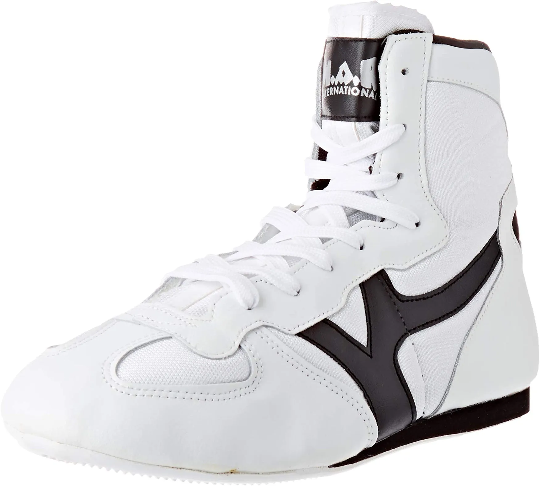 MAR-295A | White Wrestling Shoes w/ Black Outlines