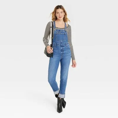 New - Universal Thread Women's Denim Overalls Sleeveless Skinny Leg Jumpsuits