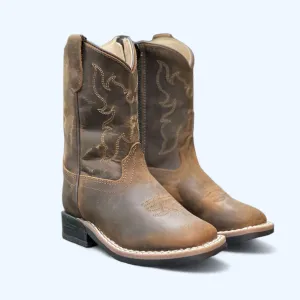 OLD WEST TODDLER BROWN ROUGH SQUARE TOE BSI1904