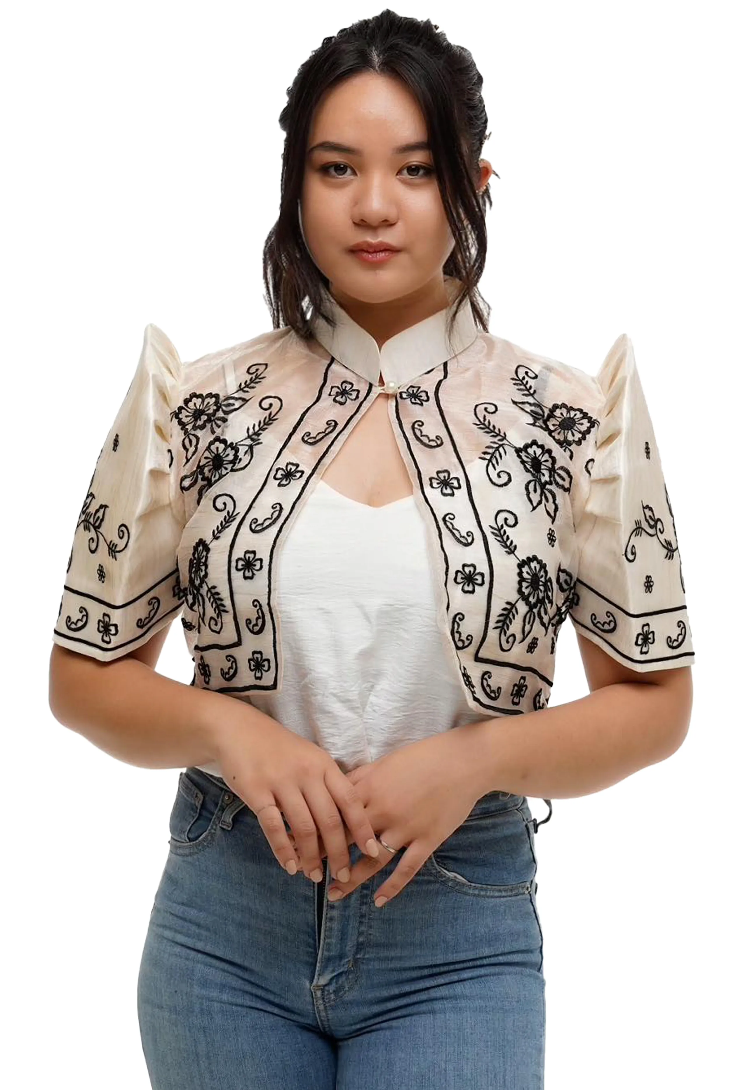 Organza Premium Embroidered  Modern Filipiniana Bolero - LJM003