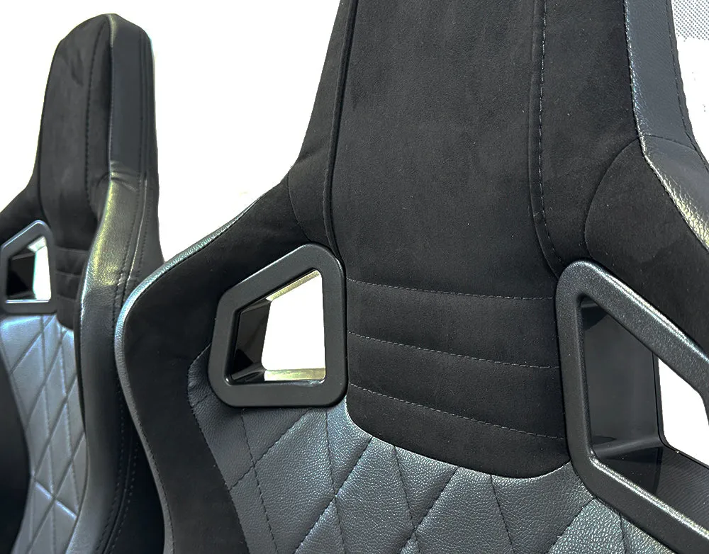 Pair BB6 Diamond Stitch / Alcantara Bucket Sports Seats   Runners