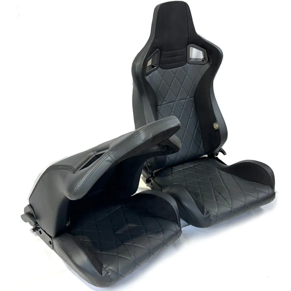 Pair BB6 Diamond Stitch / Alcantara Bucket Sports Seats   Runners