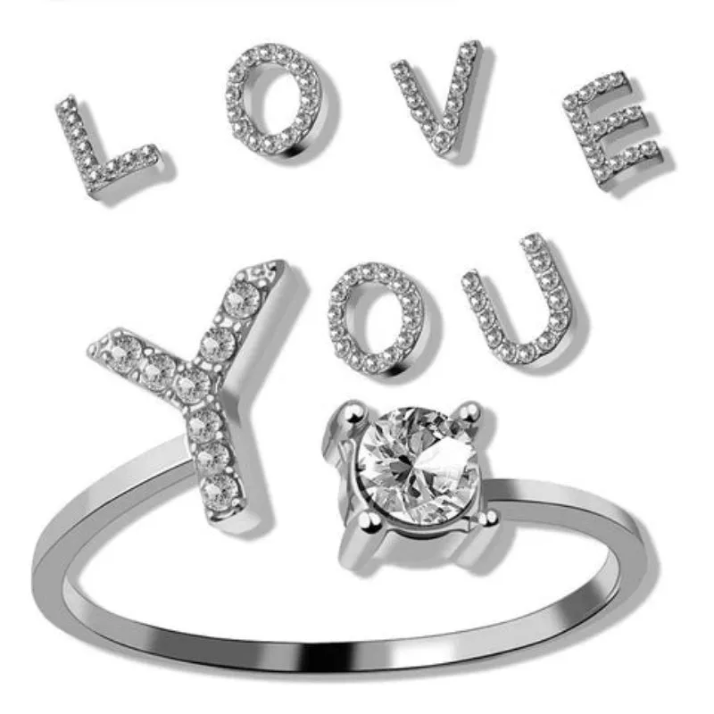 Personalized 26 Letter Elegant Adjustable Ring