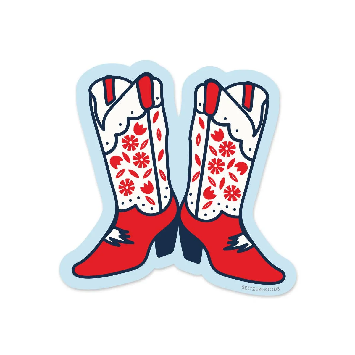 Red Floral Boots Sticker