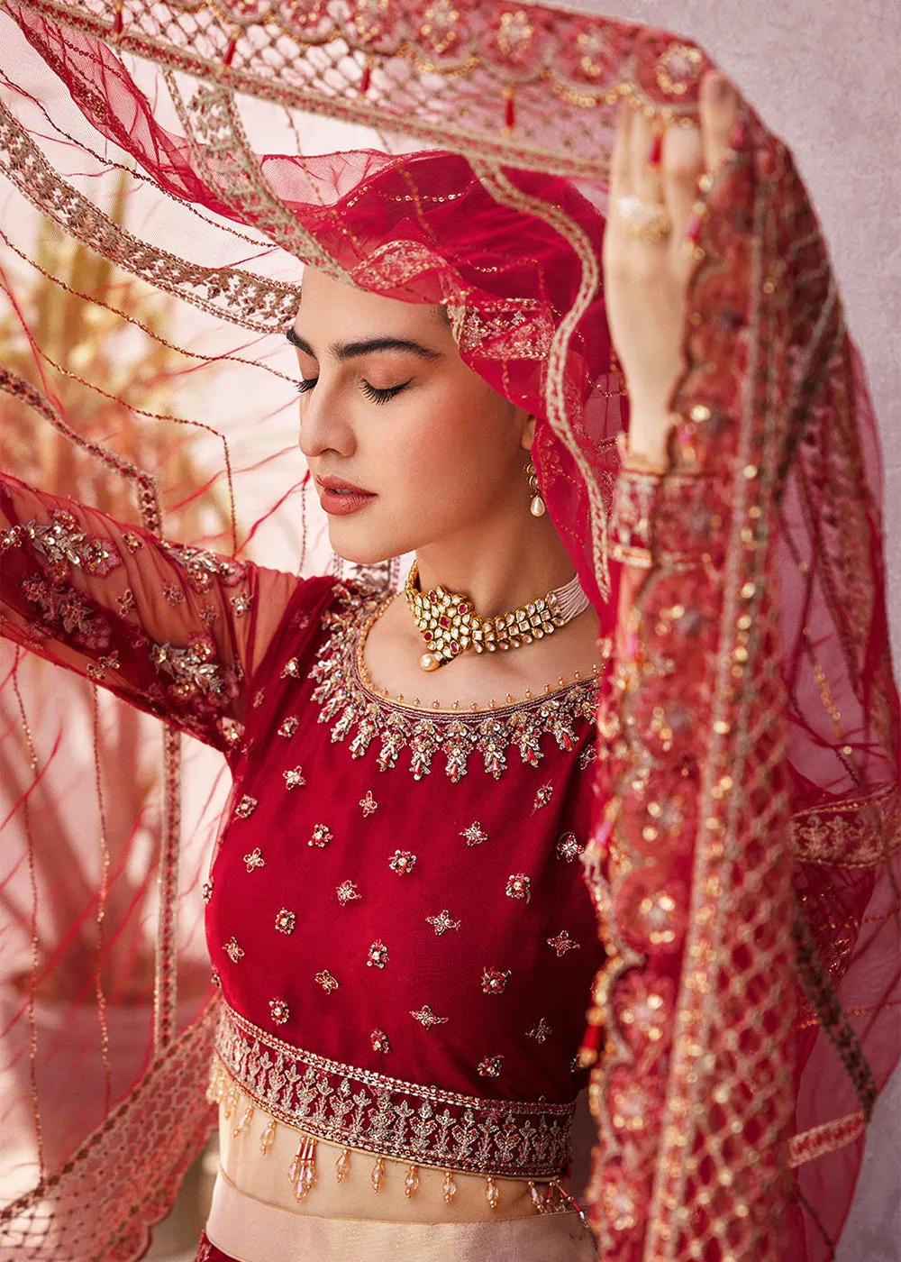 Red Lehenga Choli | Emaan Adeel | Mirha Wedding Edition '23 | MH-203