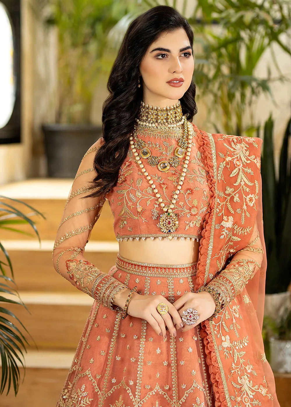 Rust Peach Pakistani Lehenga Choli | Imrozia Premium | Jhalak '23 | I-185 - SAYOONE