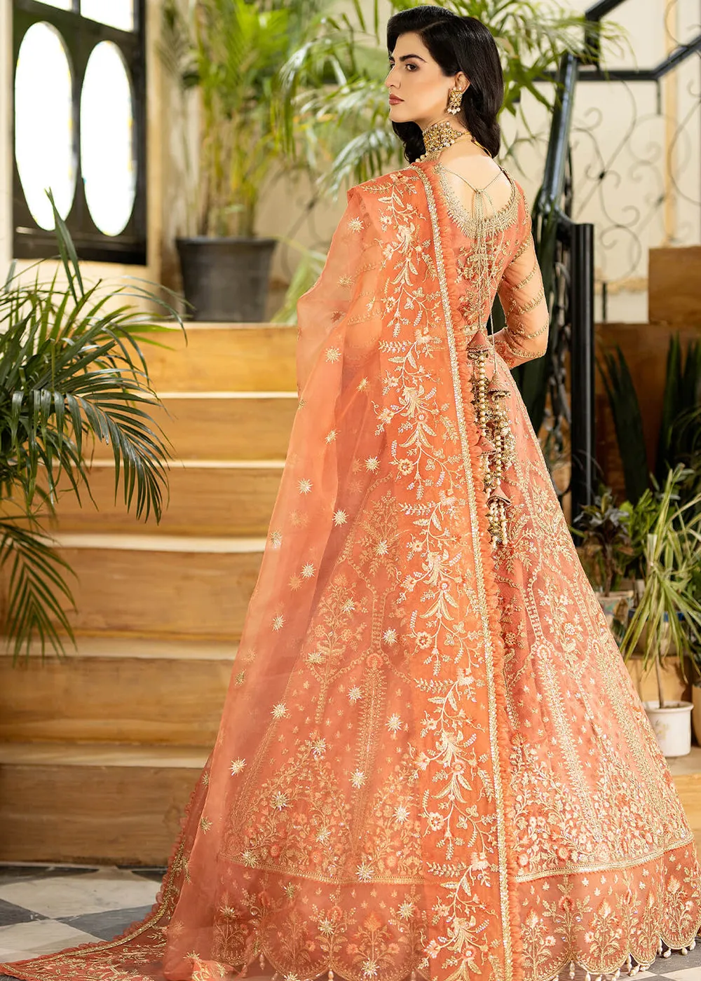 Rust Peach Pakistani Lehenga Choli | Imrozia Premium | Jhalak '23 | I-185 - SAYOONE