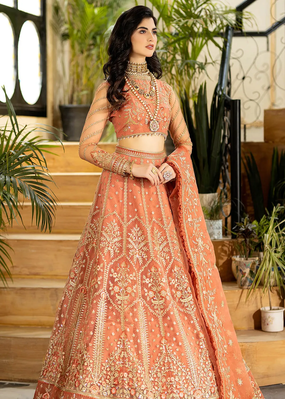 Rust Peach Pakistani Lehenga Choli | Imrozia Premium | Jhalak '23 | I-185 - SAYOONE