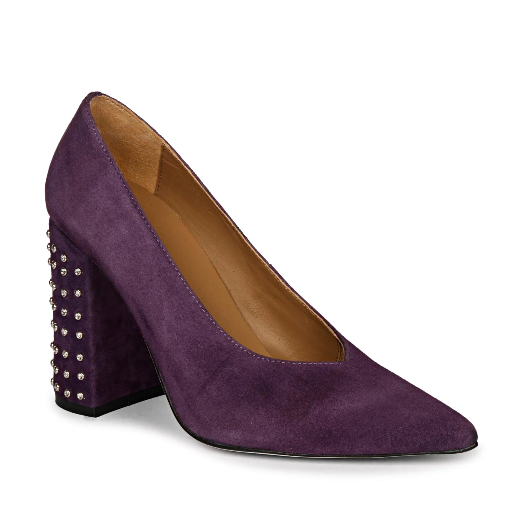 Saint Pamina Crystal Embellished Violet Suede Leather Pumps