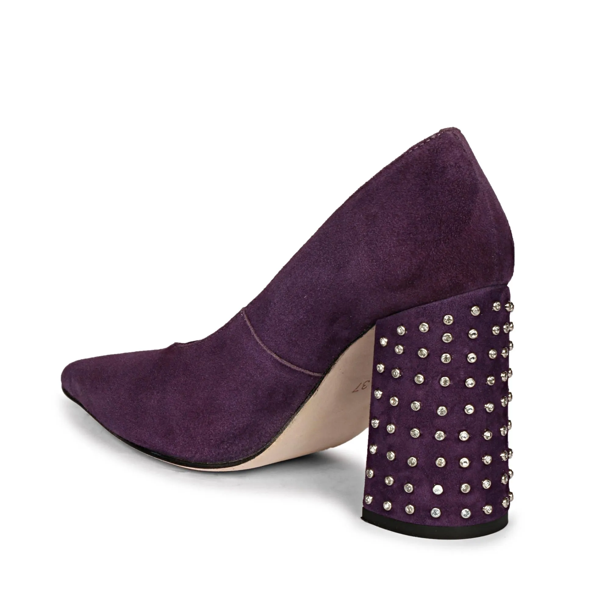 Saint Pamina Crystal Embellished Violet Suede Leather Pumps