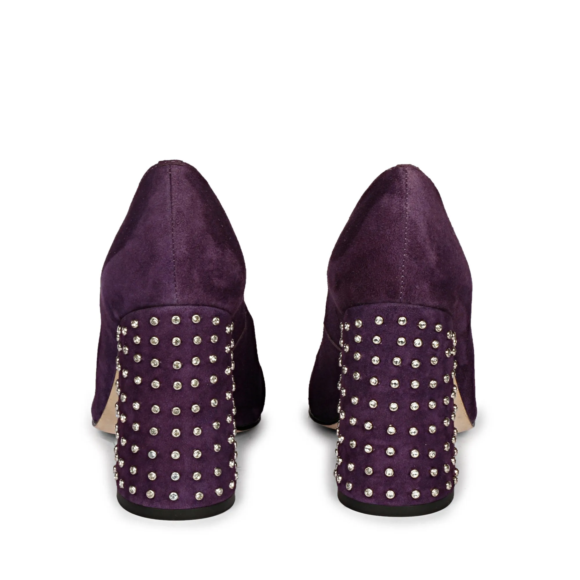 Saint Pamina Crystal Embellished Violet Suede Leather Pumps