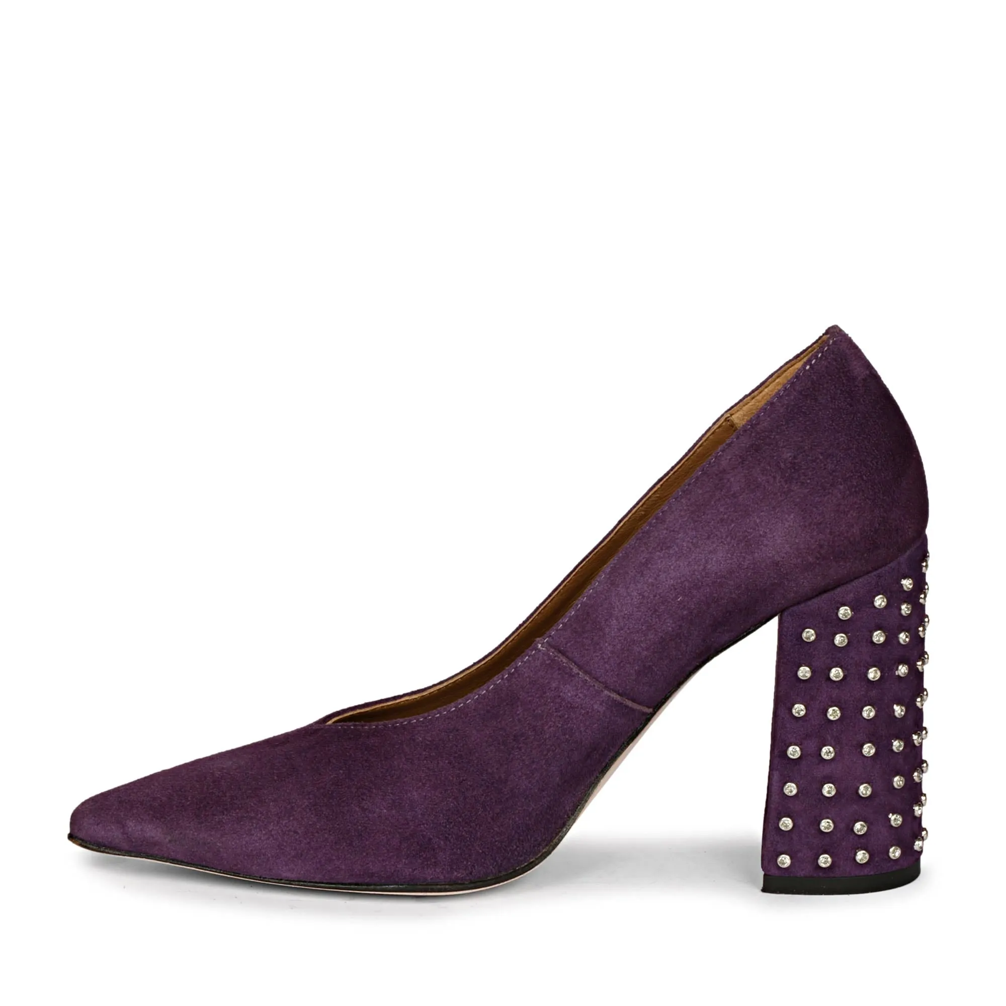 Saint Pamina Crystal Embellished Violet Suede Leather Pumps