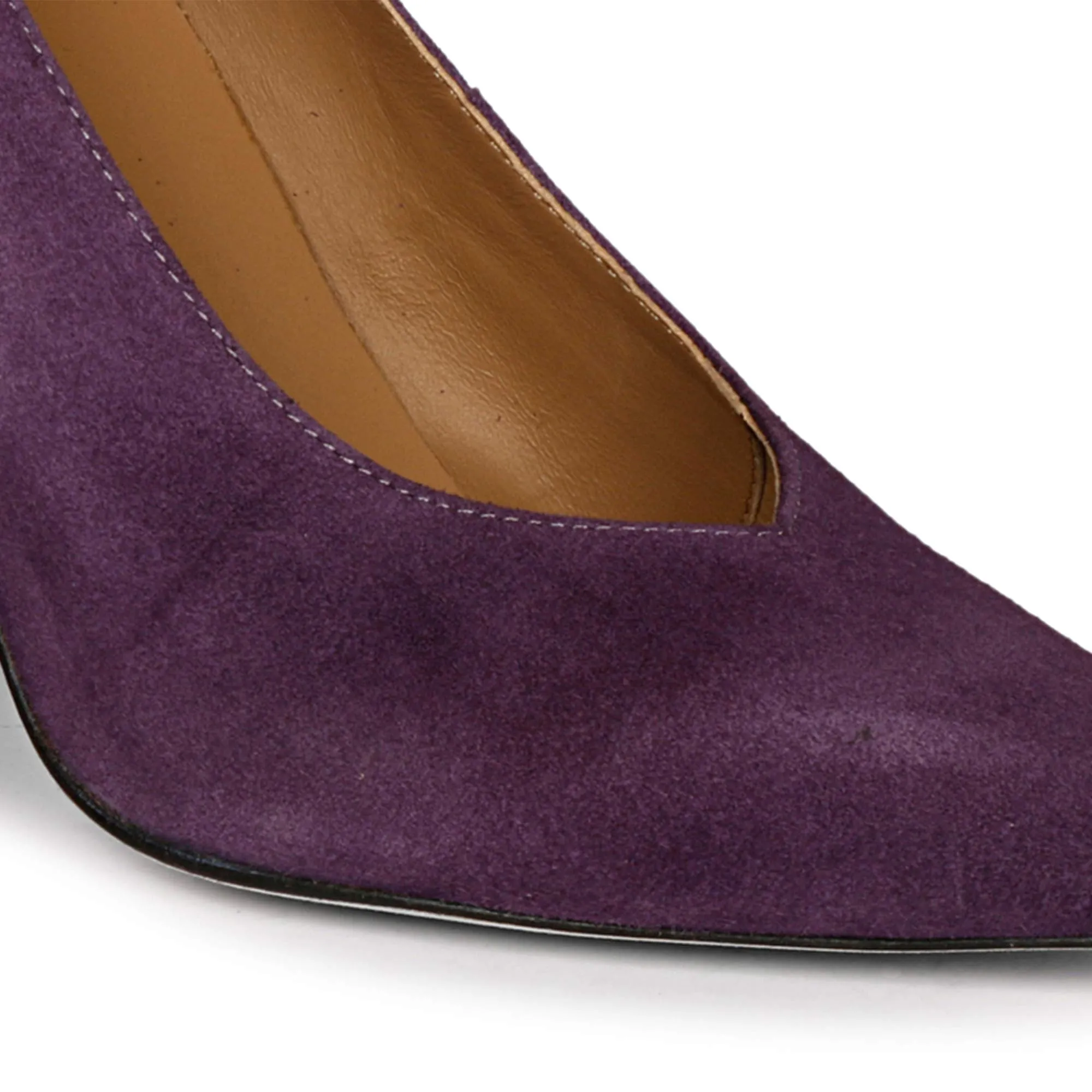 Saint Pamina Crystal Embellished Violet Suede Leather Pumps