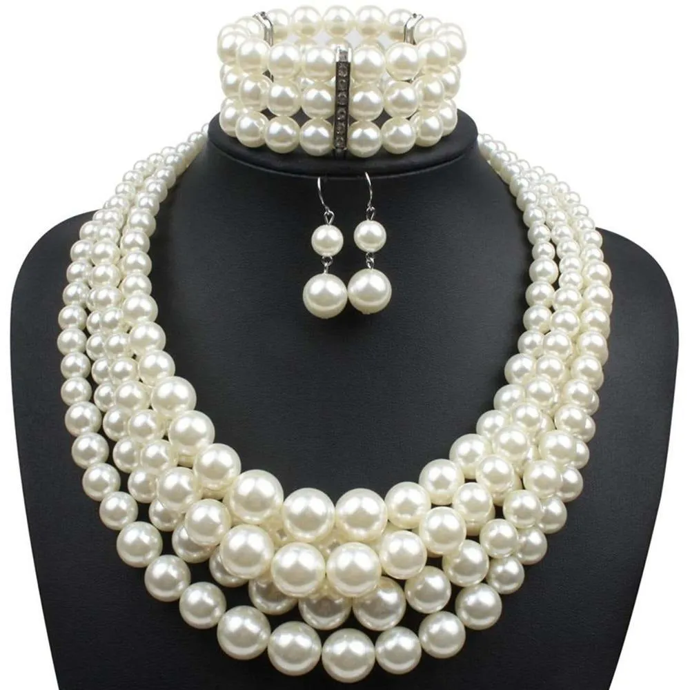 Sandra Multilayered Pearl Necklace Set