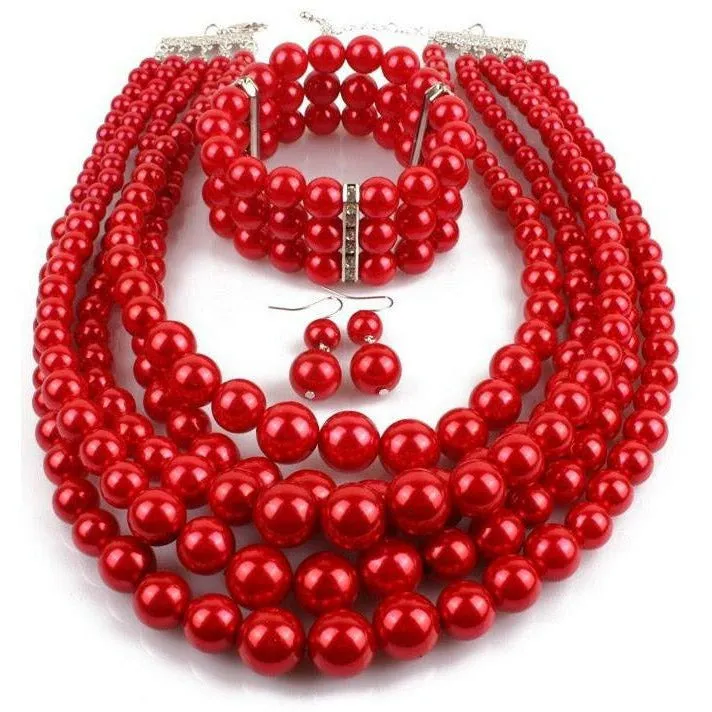 Sandra Multilayered Pearl Necklace Set