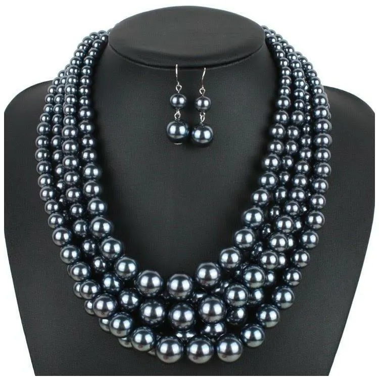 Sandra Multilayered Pearl Necklace Set