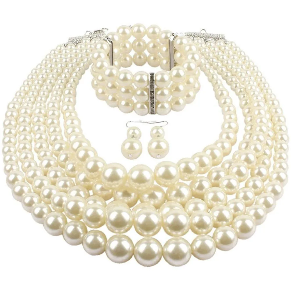 Sandra Multilayered Pearl Necklace Set