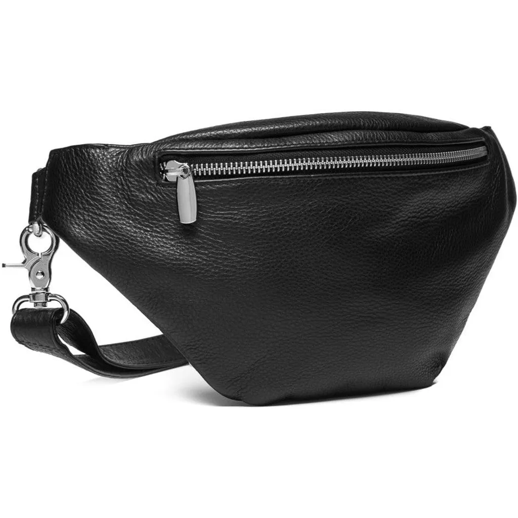 Soft leather bumbag in high quality / 12556 - Black (Nero)