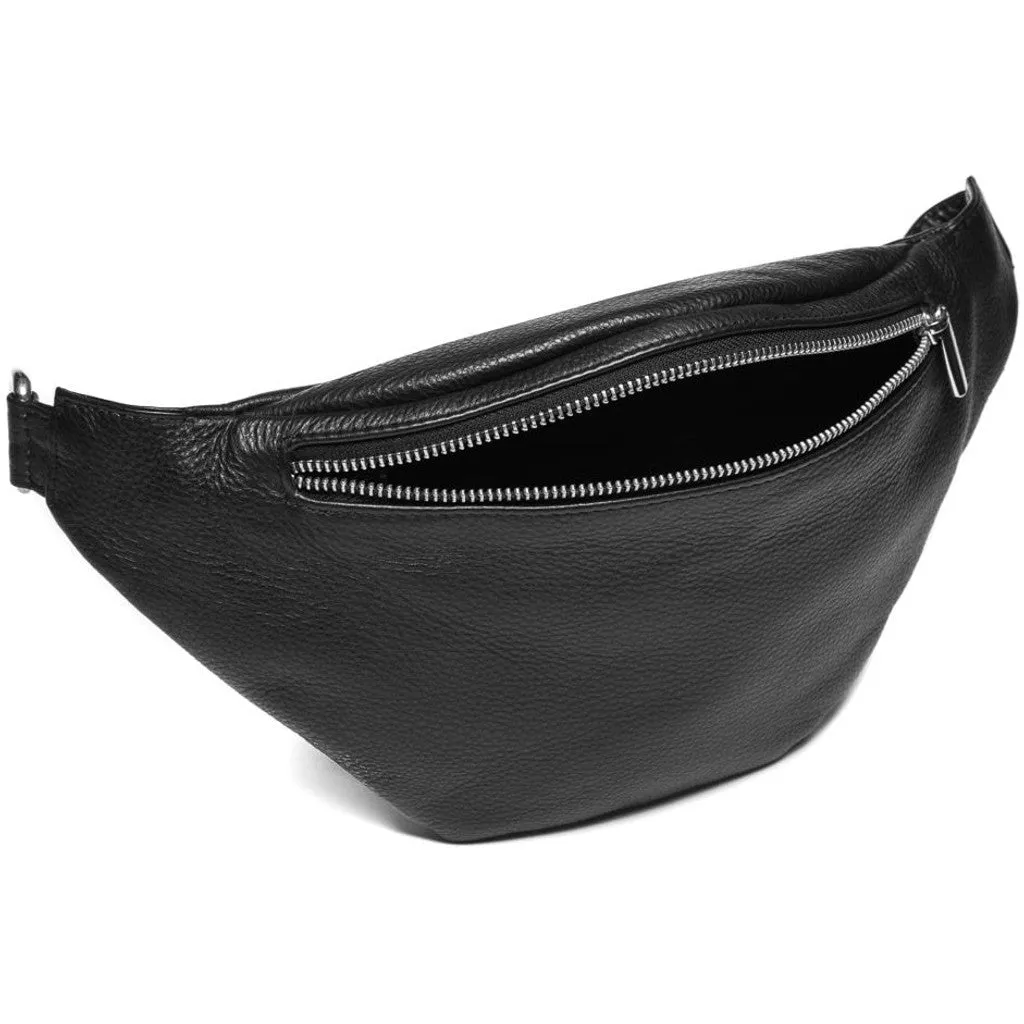 Soft leather bumbag in high quality / 12556 - Black (Nero)