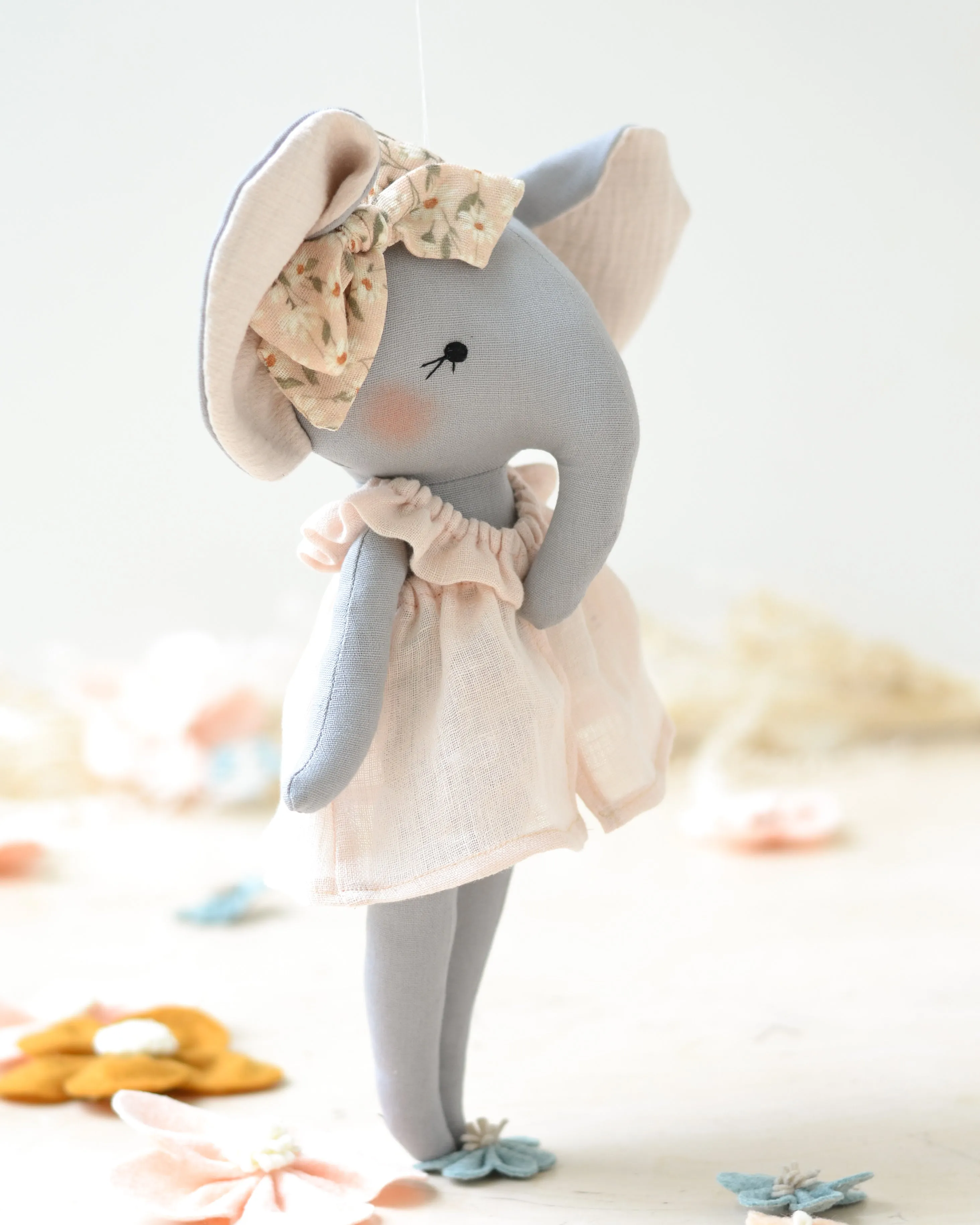 Soft Toy Elephant Light pink dress