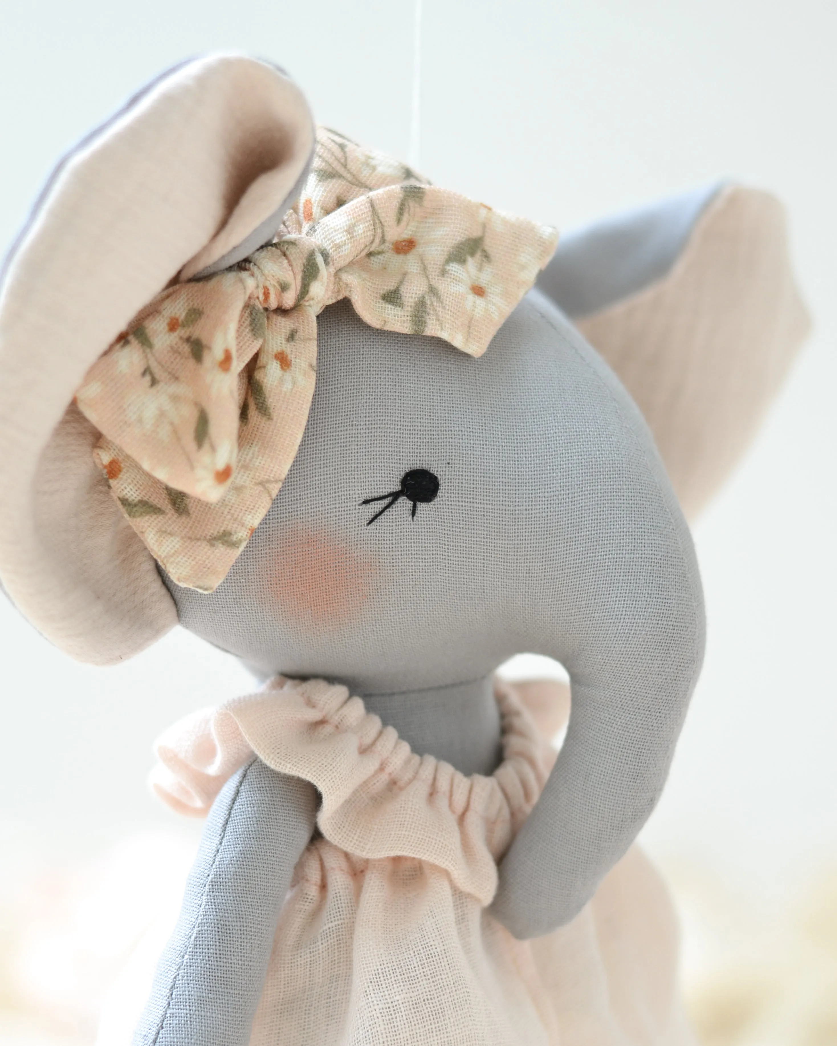 Soft Toy Elephant Light pink dress