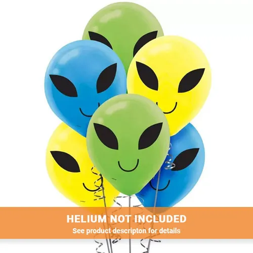 Space Party Alien Flat Balloons 12"  | 15ct