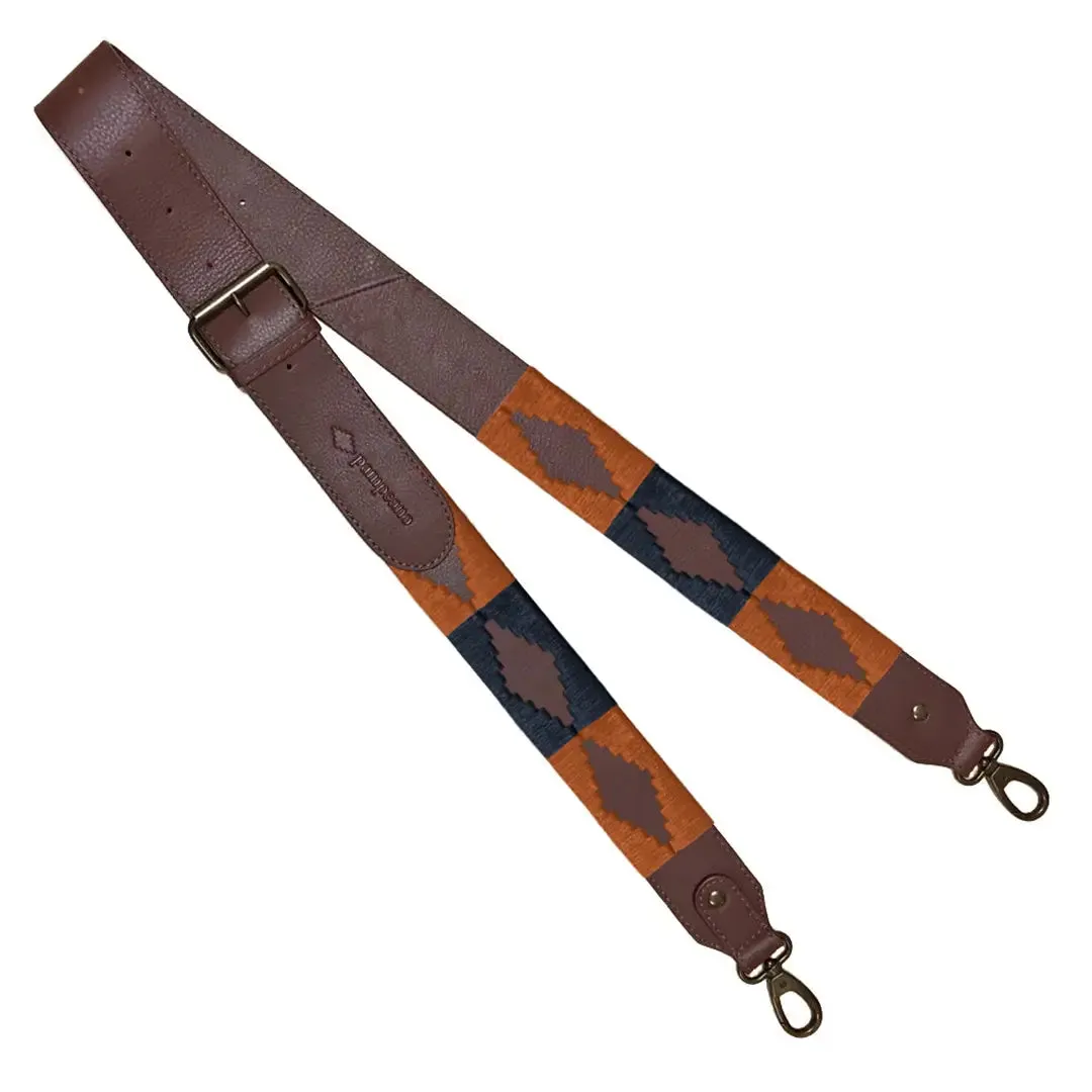 Standard Width Brown Leather Strap w/ Orange & Navy Stitching by Pampeano