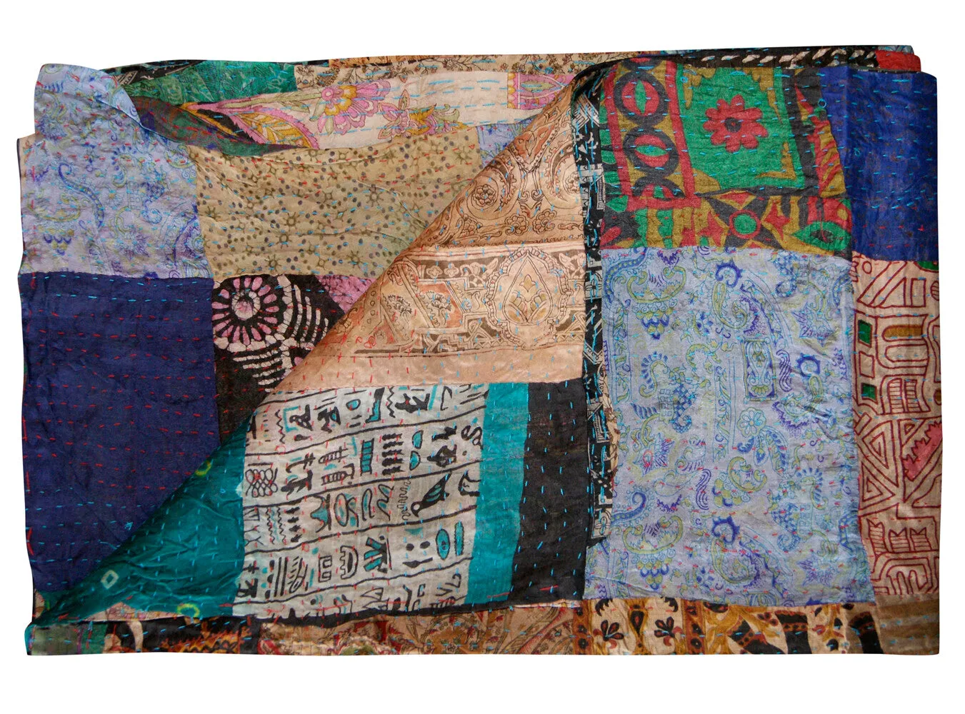 Taj Hotel Home Decor Kantha Silk Throw | 60"x90" | 2