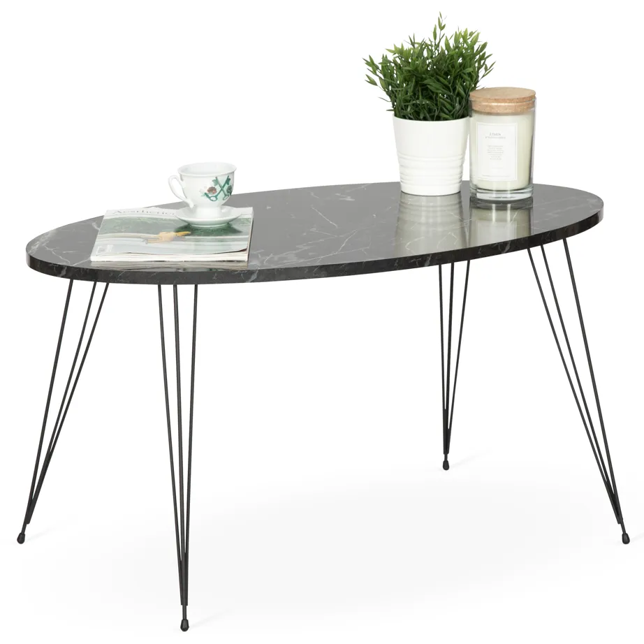 Terek Oval Black Marble Coffee Table