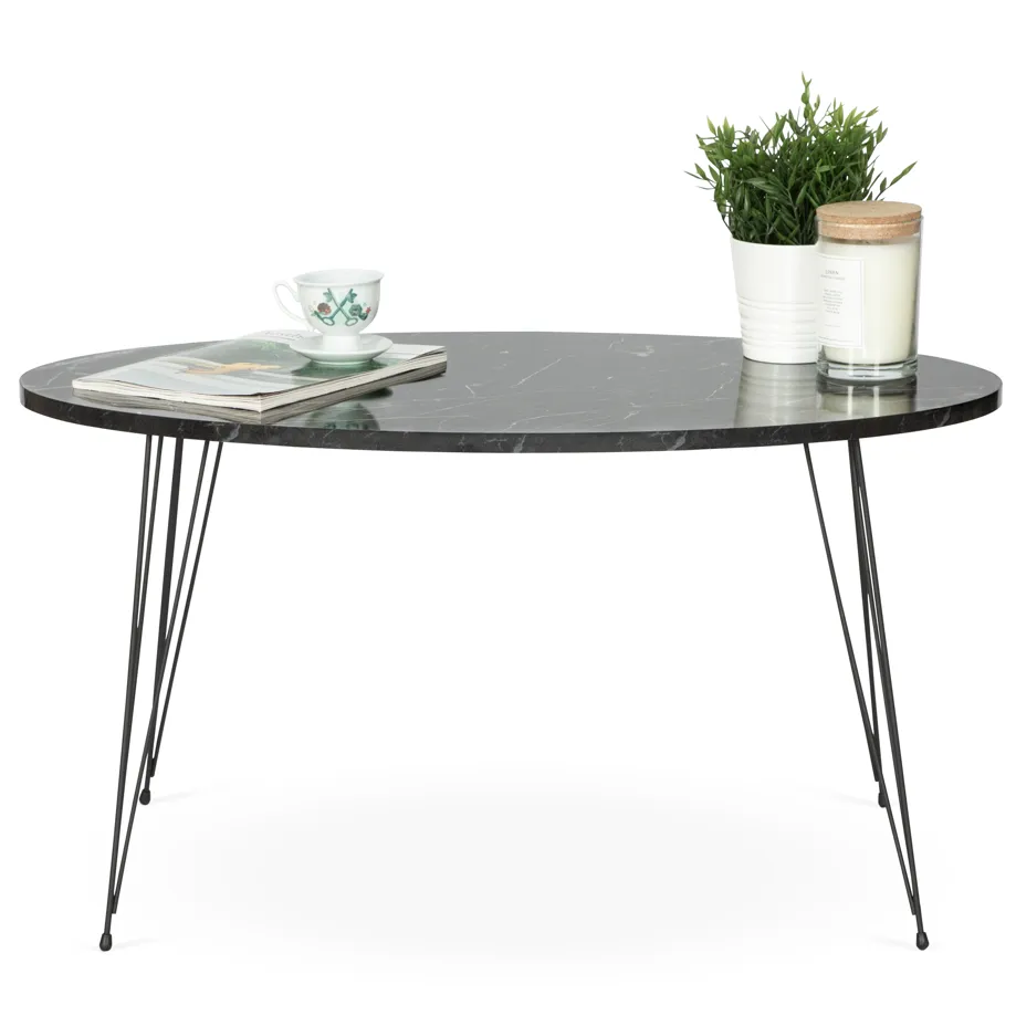 Terek Oval Black Marble Coffee Table