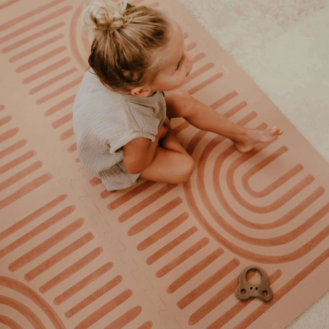 Toddlekind Premium Foam Playmats | Linear - Camel