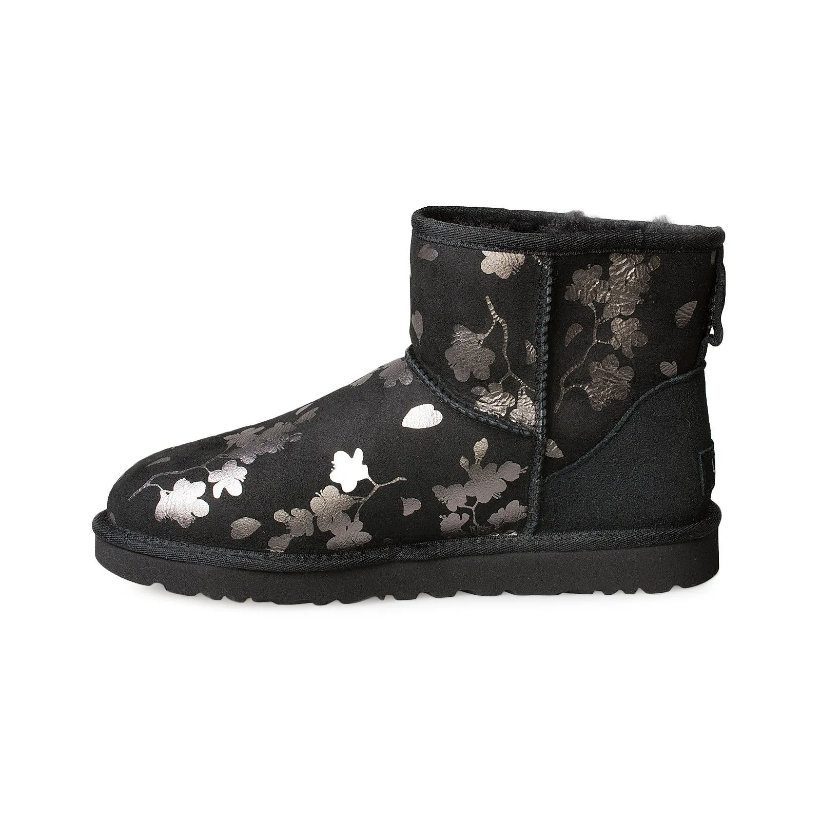 UGG Classic Mini Floral Foil Black Boots - Women's