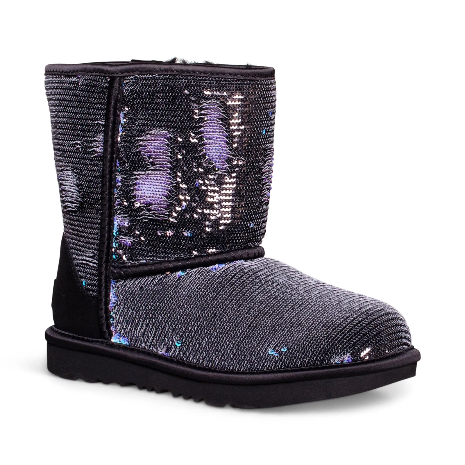 UGG Classic Short II Sequin Black Boots - Youth