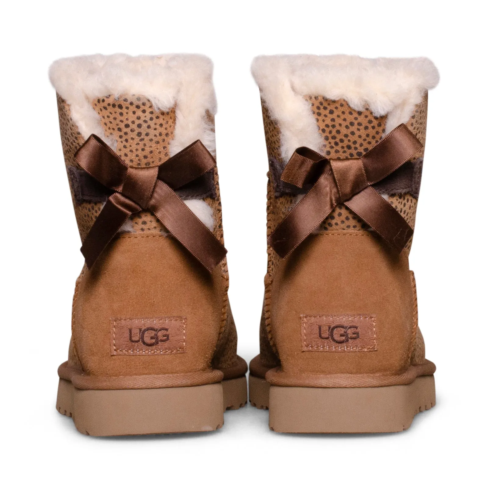 UGG Mini Bailey Bow Micro Cheetah Chestnut Boots - Women's