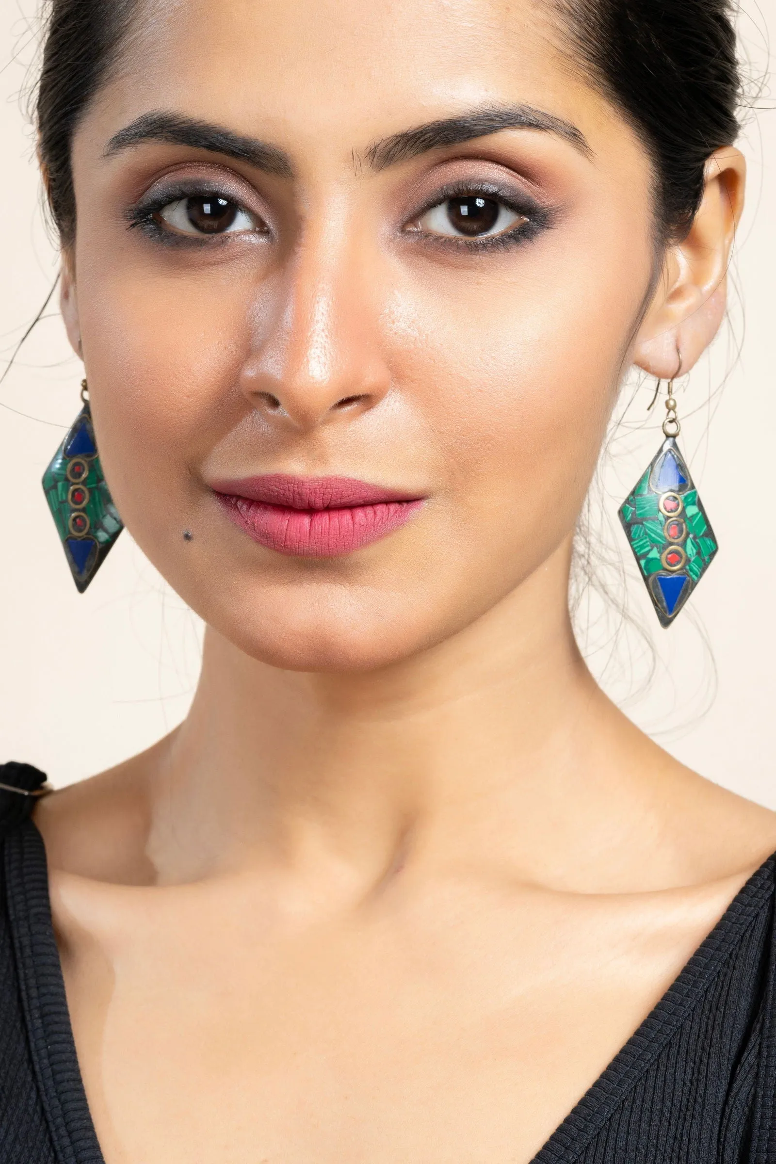 Vibrant Red, Blue, and Green Tibetan Earrings for Elegant Style and Gifting