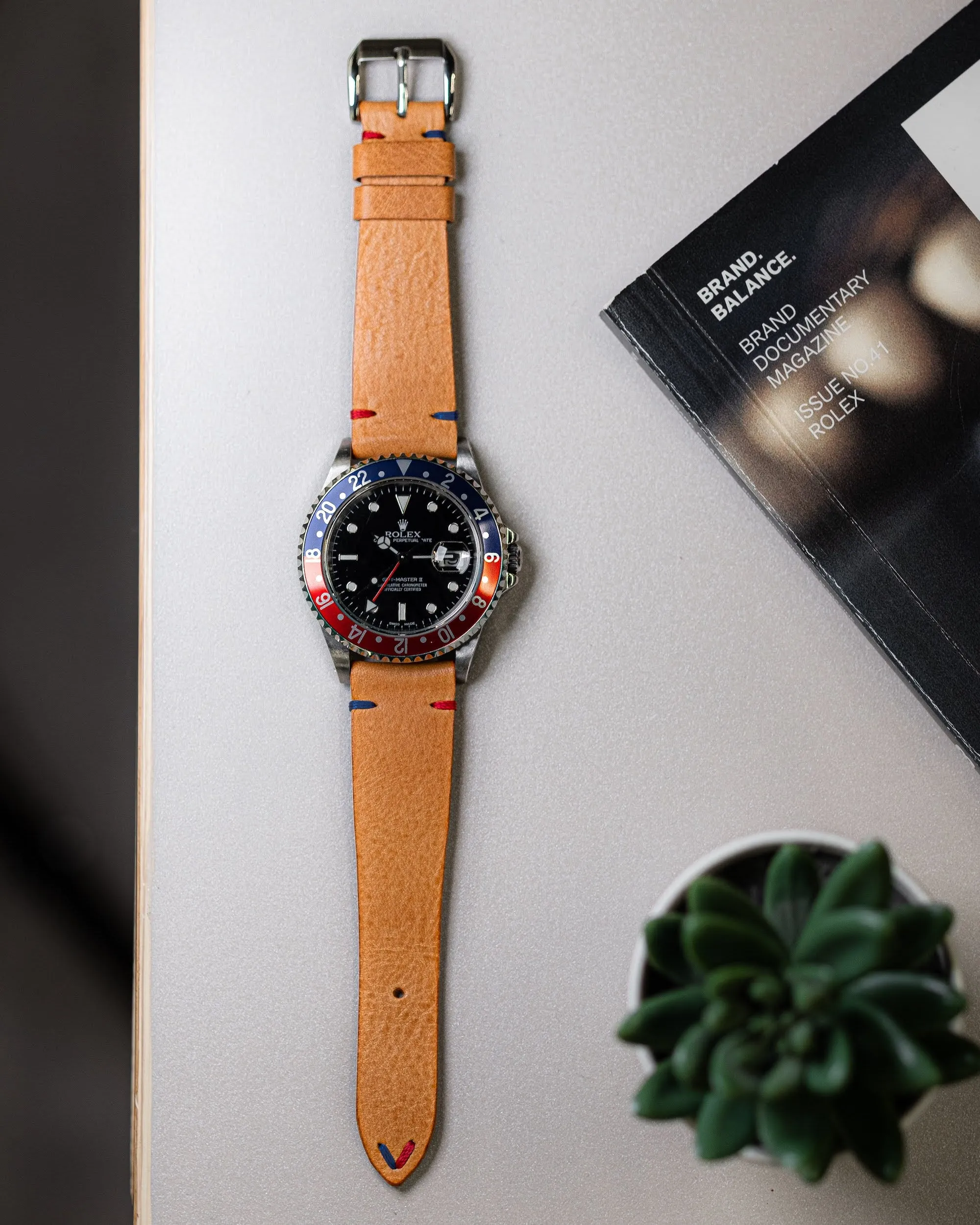 Vintage Stitched 'Pepsi' Watch Strap