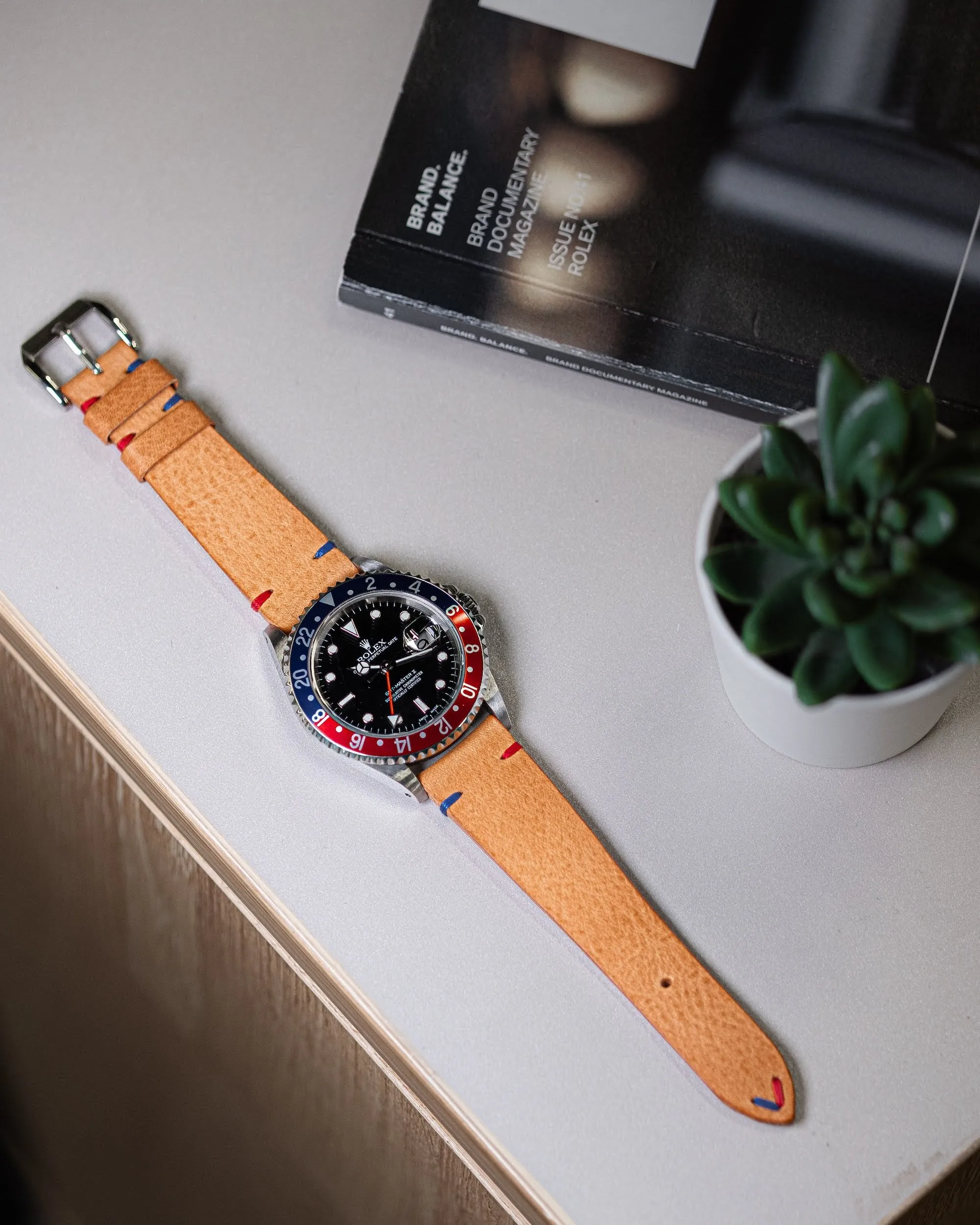 Vintage Stitched 'Pepsi' Watch Strap