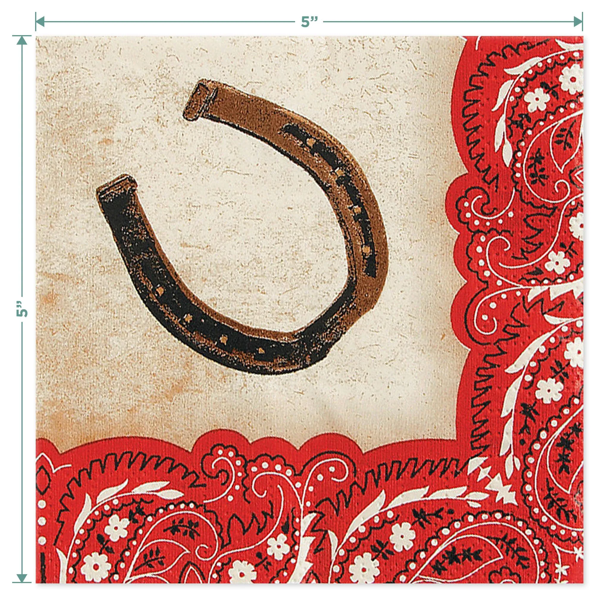 Western Party Supplies - Cowboy Boot Shaped Paper Plates and Horseshoe Napkins (Serves 16)