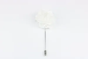 White Satin Blend Flower Lapel Pin