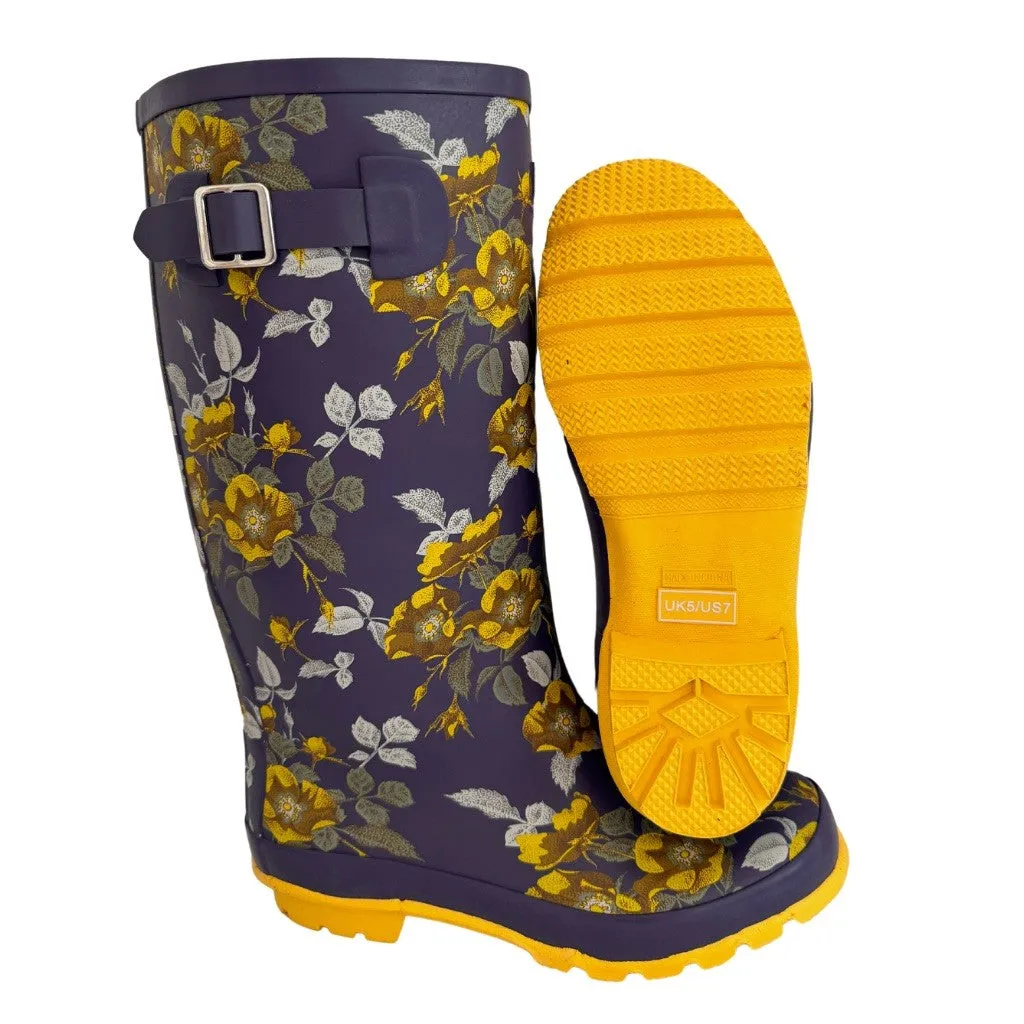 Wide Calf Rain Boots - 15 to 18 inch calf - Floral - Wide Fit in Foot and Ankle