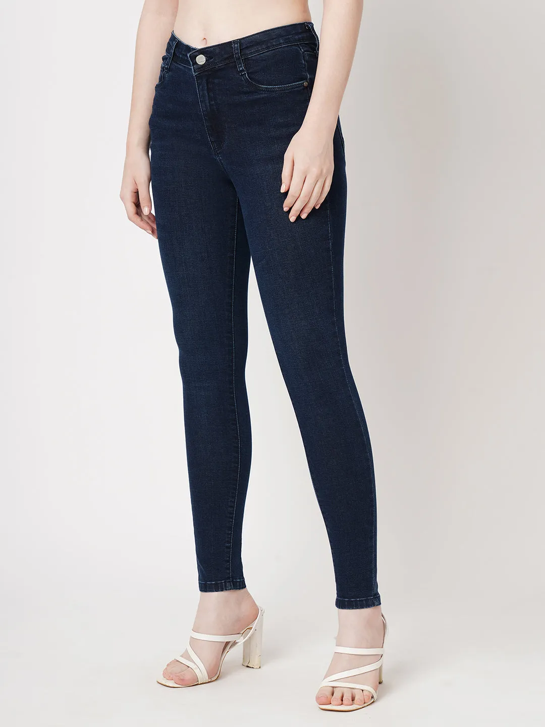 Women Dark Blue High-Rise Skinny Jeans