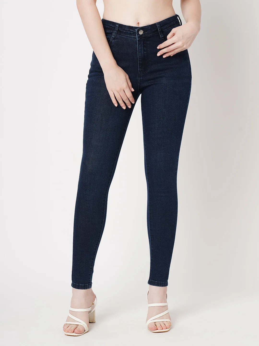 Women Dark Blue High-Rise Skinny Jeans