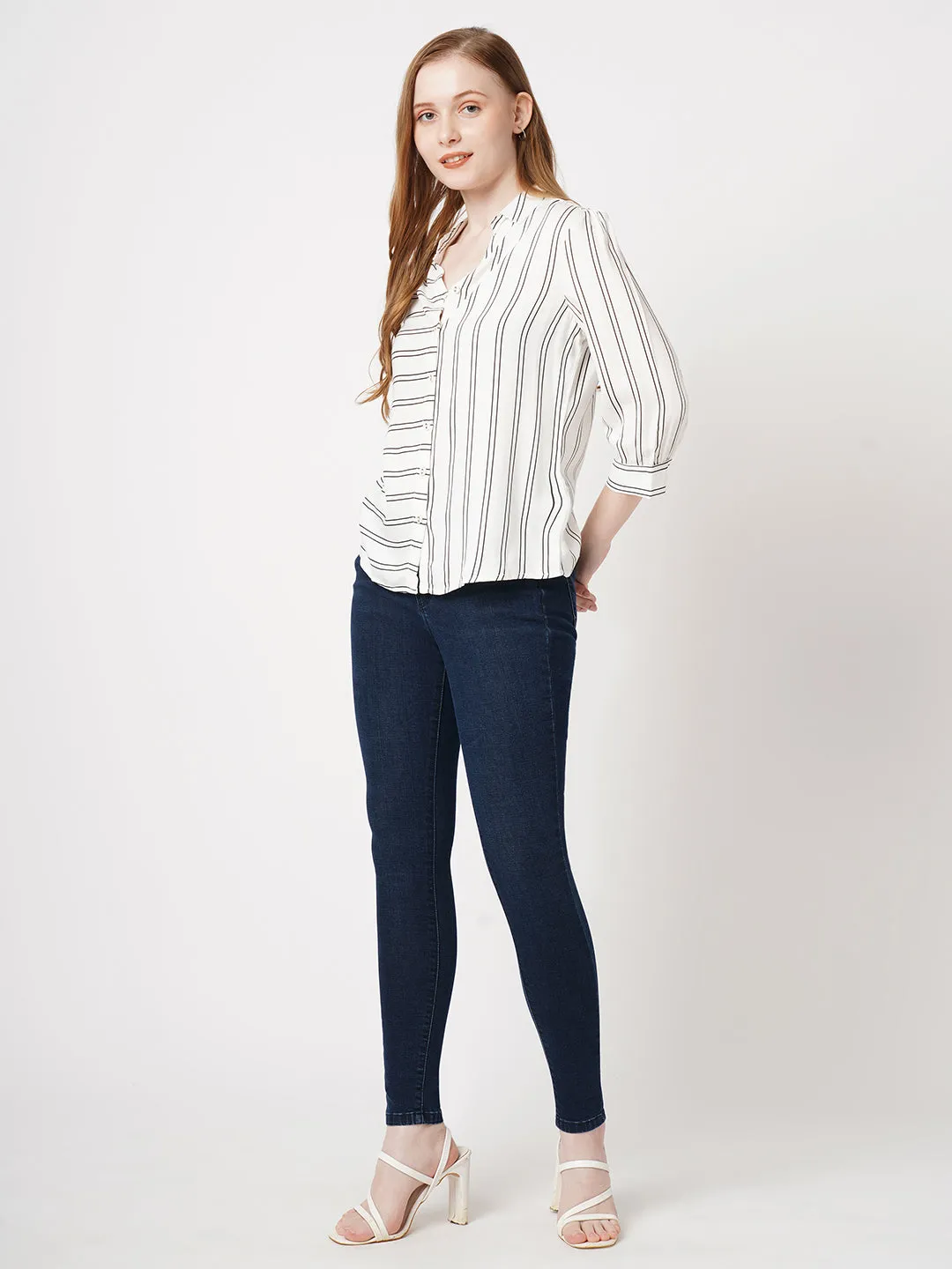 Women Dark Blue High-Rise Skinny Jeans