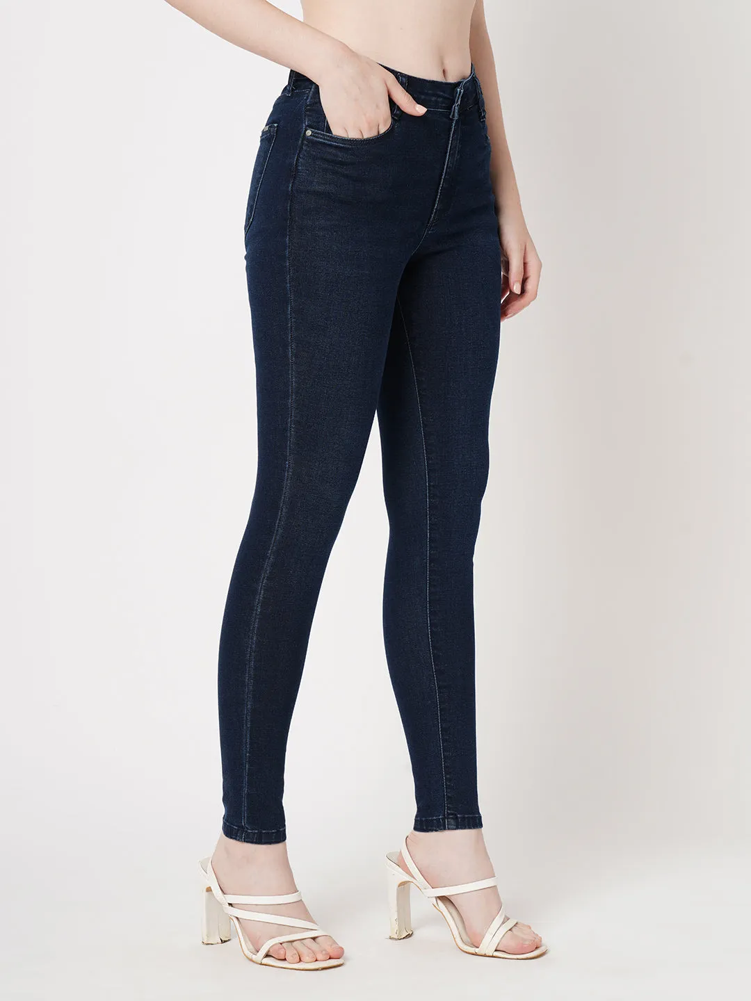 Women Dark Blue High-Rise Skinny Jeans